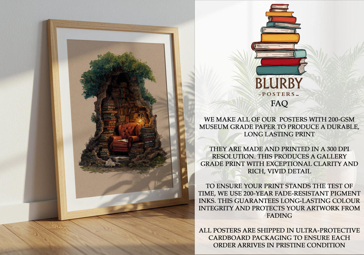 Hollow Tree Library Print | Cozy Wall Decor | Book Lover Gift | Book Nook Poster | Book Art | Aesthetic Room | Reader Home Art - Book Poster Art Print Decor Bookish