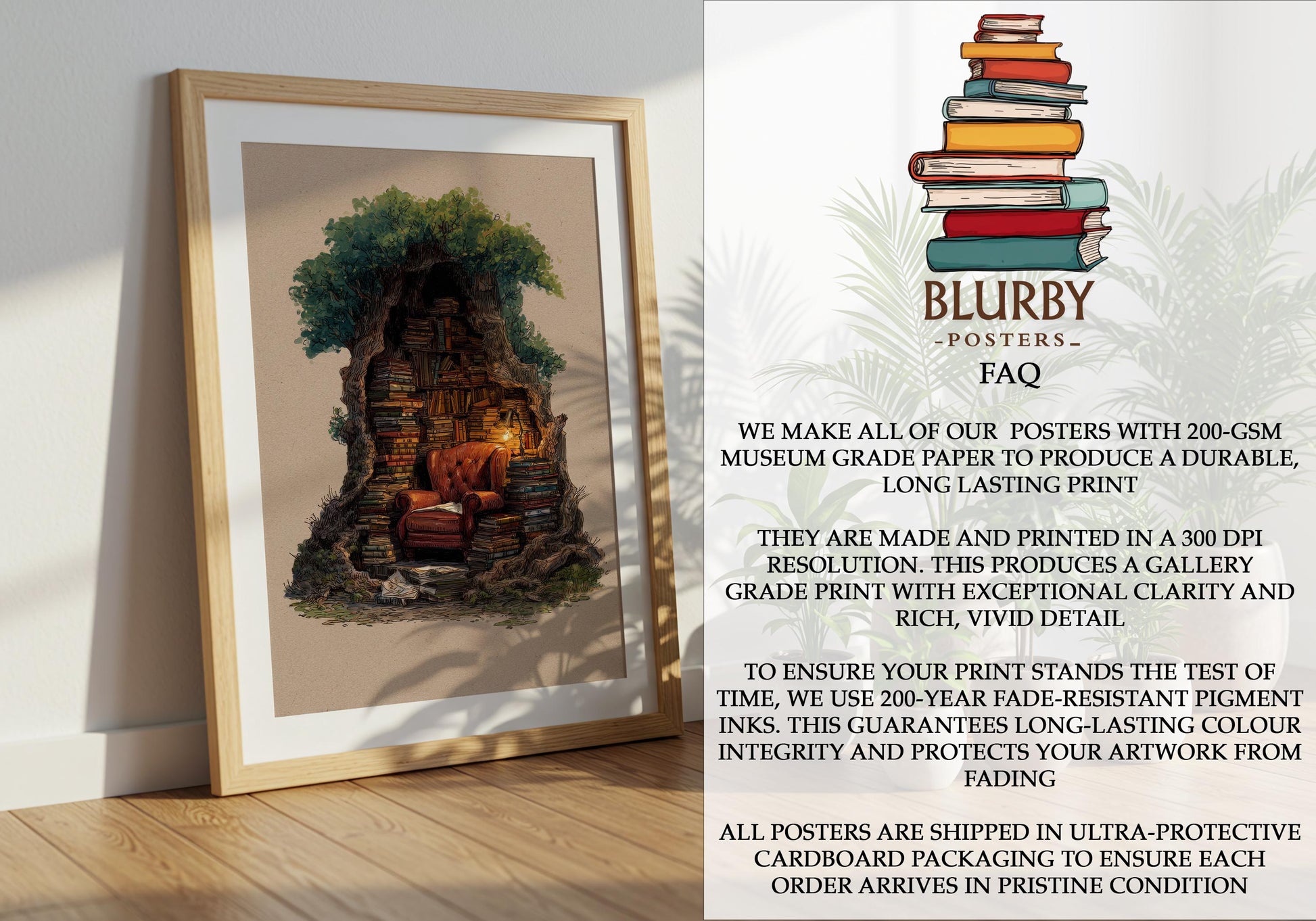 Hollow Tree Library Print | Cozy Wall Decor | Book Lover Gift | Book Nook Poster | Book Art | Aesthetic Room | Reader Home Art - Book Poster Art Print Decor Bookish