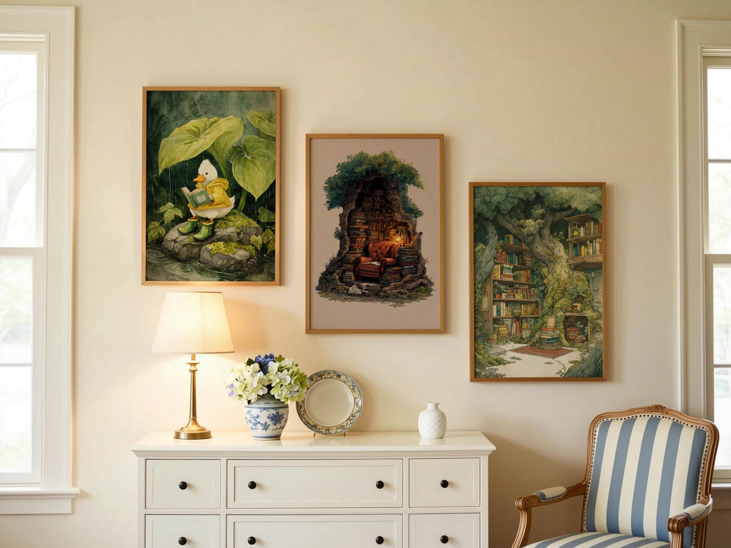 Hollow Tree Library Print | Cozy Wall Decor | Book Lover Gift | Book Nook Poster | Book Art | Aesthetic Room | Reader Home Art - Book Poster Art Print Decor Bookish