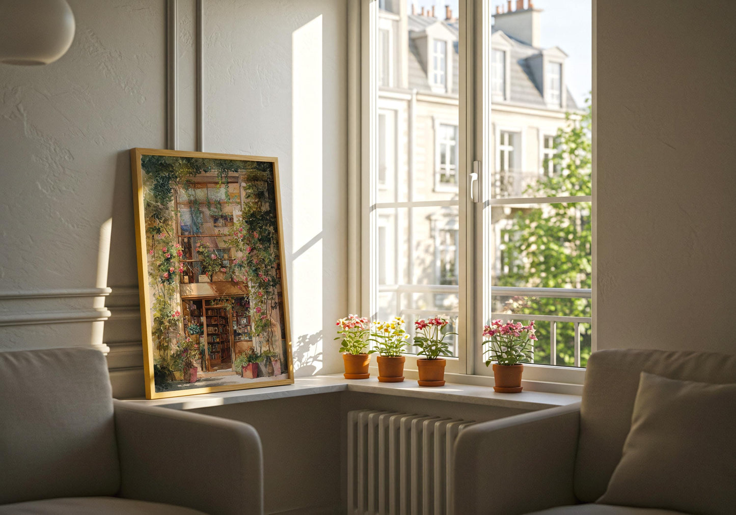 Glass Front Floral Bookshop Print | Cozy Wall Decor | Book Lover Gift | Book Nook Poster | Book Art | Aesthetic Room | Reader Home Art - Book Poster Art Print Decor Bookish