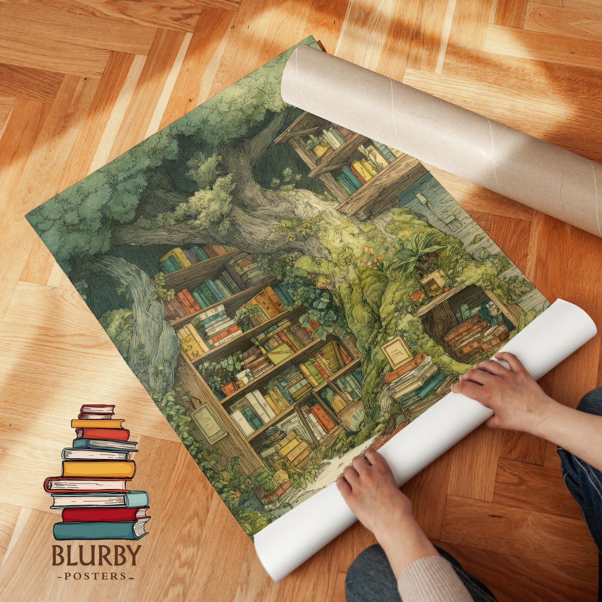 Enchanted Tree Library Print | Cozy Wall Decor | Book Lover Gift | Book Nook Poster | Book Art | Aesthetic Room | Reader Home Art - Book Poster Art Print Decor Bookish