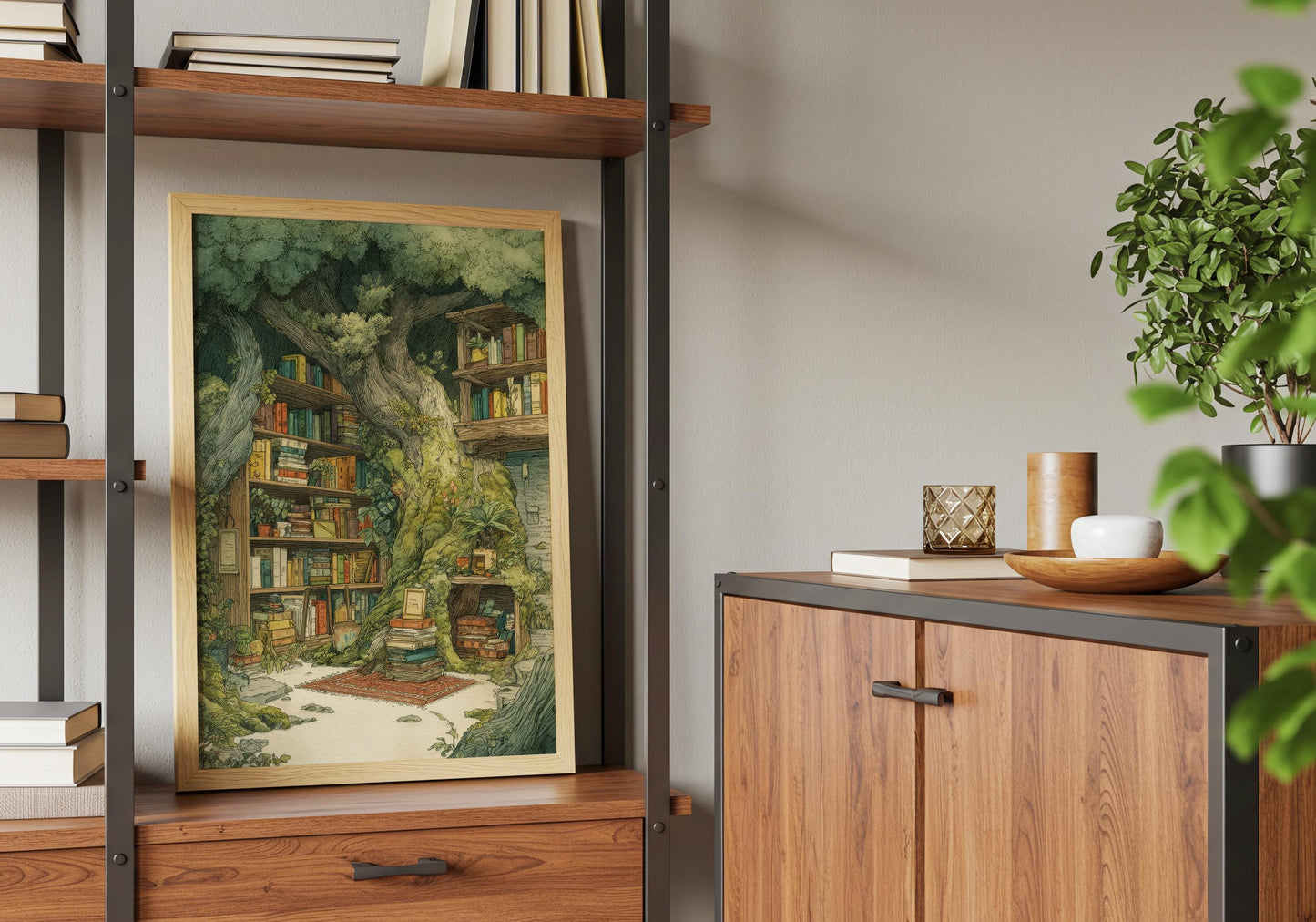 Enchanted Tree Library Print | Cozy Wall Decor | Book Lover Gift | Book Nook Poster | Book Art | Aesthetic Room | Reader Home Art - Book Poster Art Print Decor Bookish