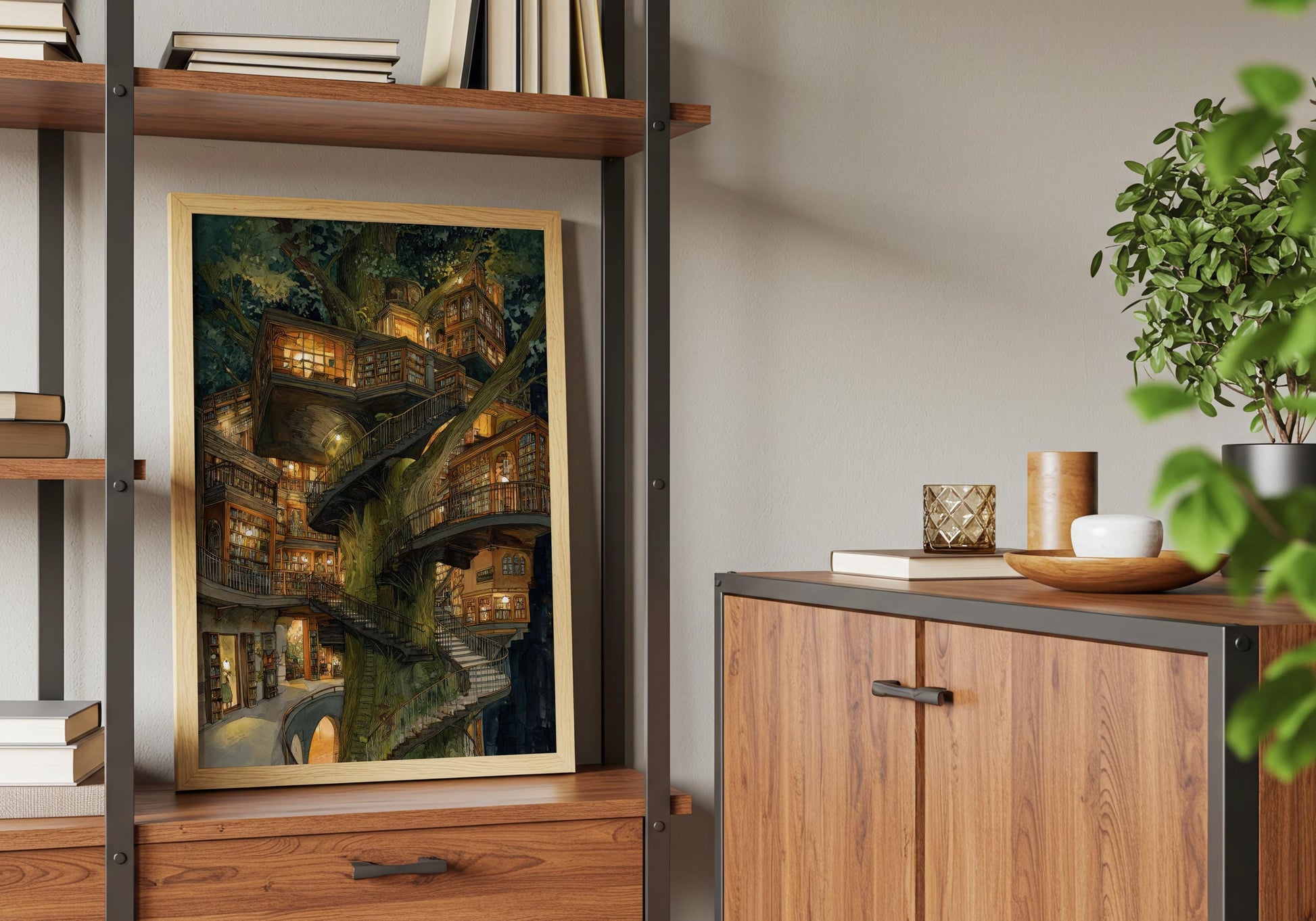 Grand Treehouse Library Print | Cozy Wall Decor | Book Lover Gift | Book Nook Poster | Book Art | Aesthetic Room | Reader Home Art - Book Poster Art Print Decor Bookish