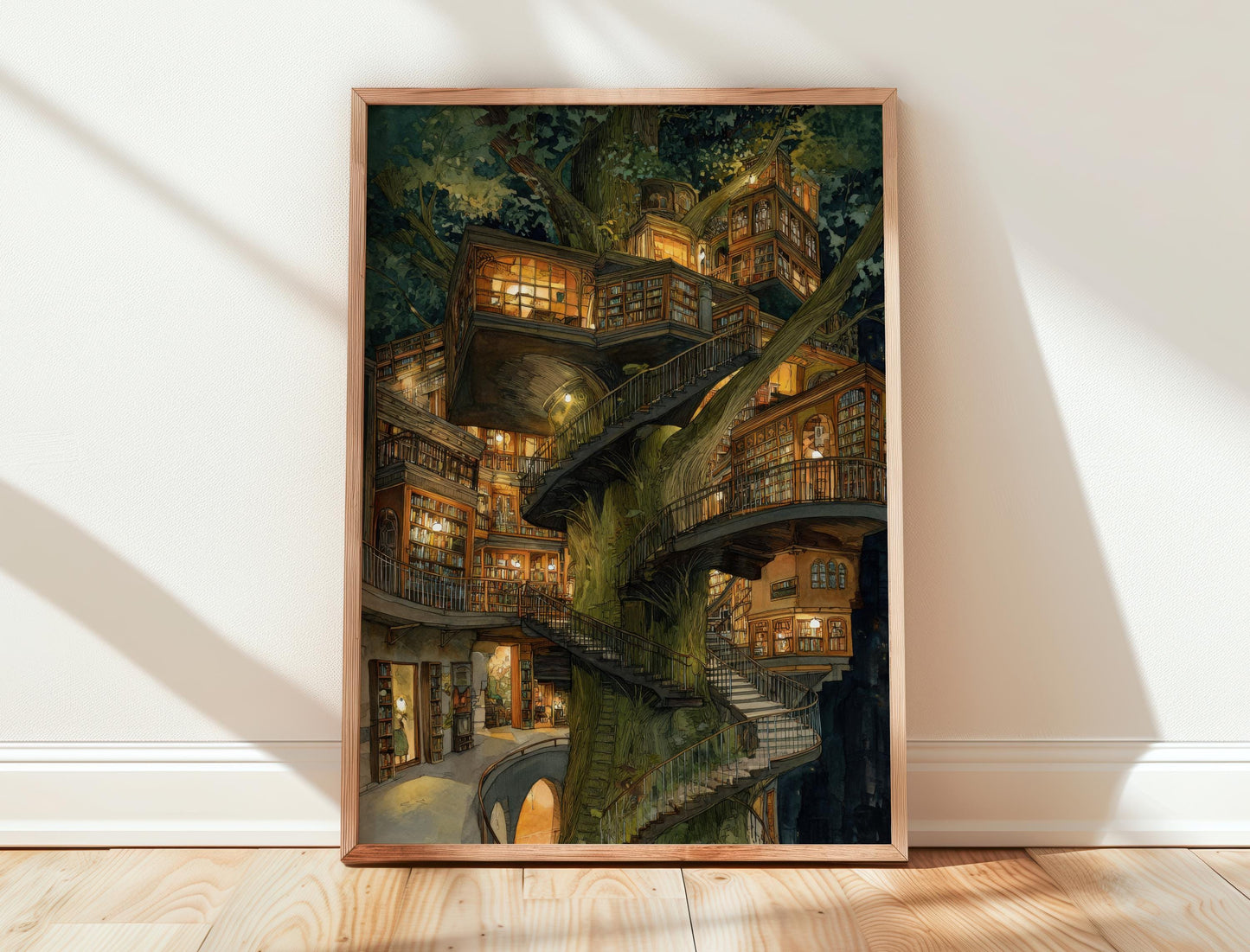 Grand Treehouse Library Print | Cozy Wall Decor | Book Lover Gift | Book Nook Poster | Book Art | Aesthetic Room | Reader Home Art - Book Poster Art Print Decor Bookish