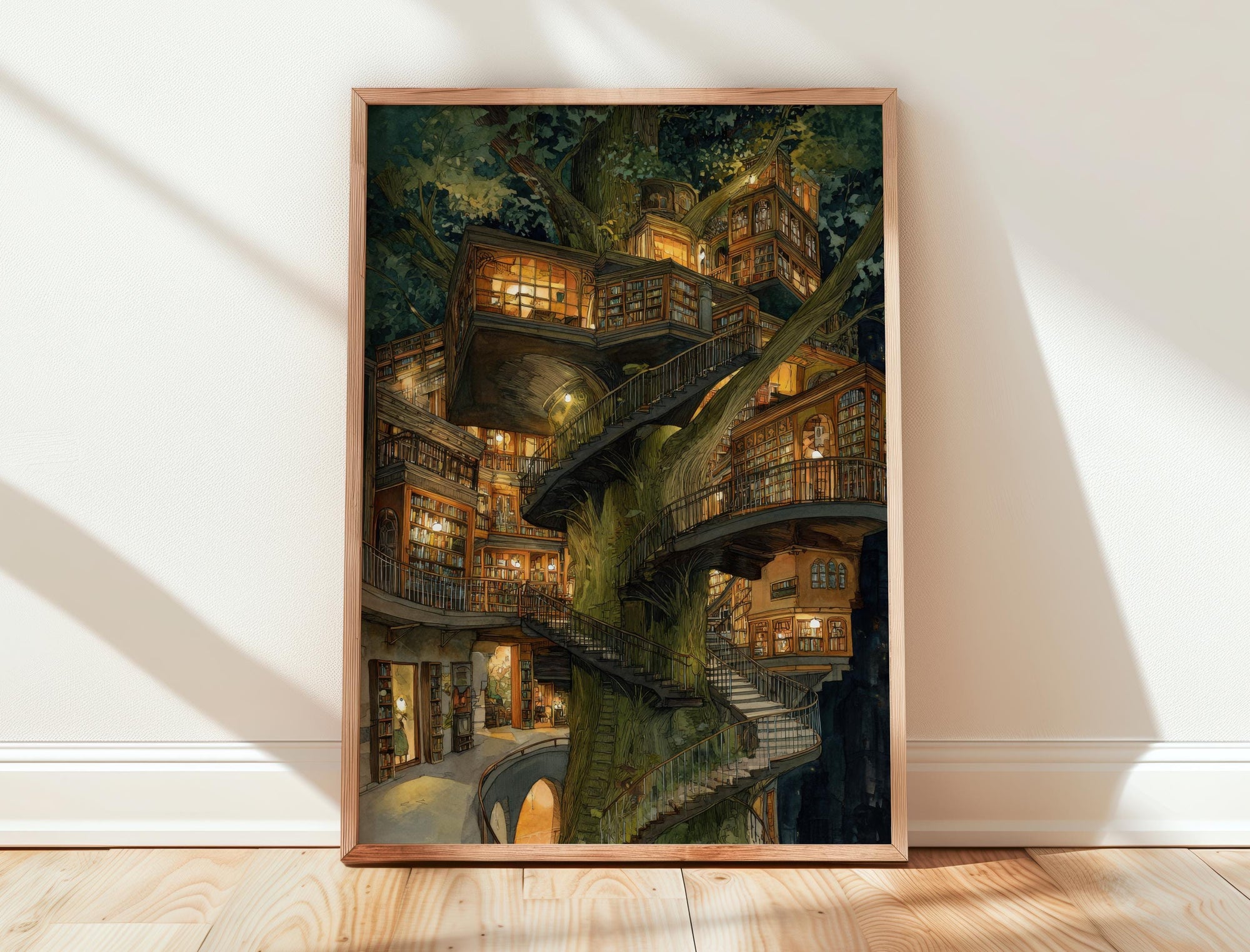 Grand Treehouse Library Print | Cozy Wall Decor | Book Lover Gift | Book Nook Poster | Book Art | Aesthetic Room | Reader Home Art - Book Poster Art Print Decor Bookish