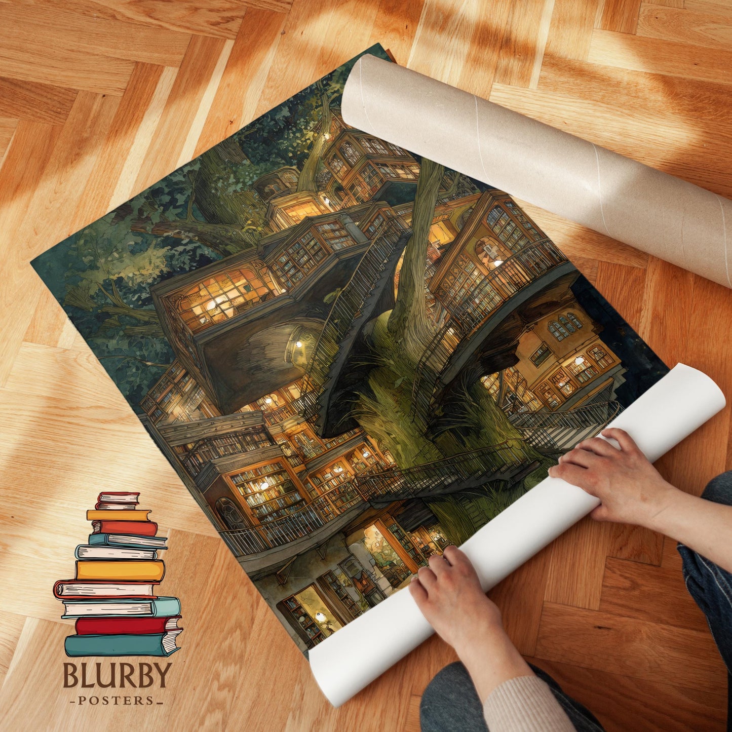 Grand Treehouse Library Print | Cozy Wall Decor | Book Lover Gift | Book Nook Poster | Book Art | Aesthetic Room | Reader Home Art - Book Poster Art Print Decor Bookish
