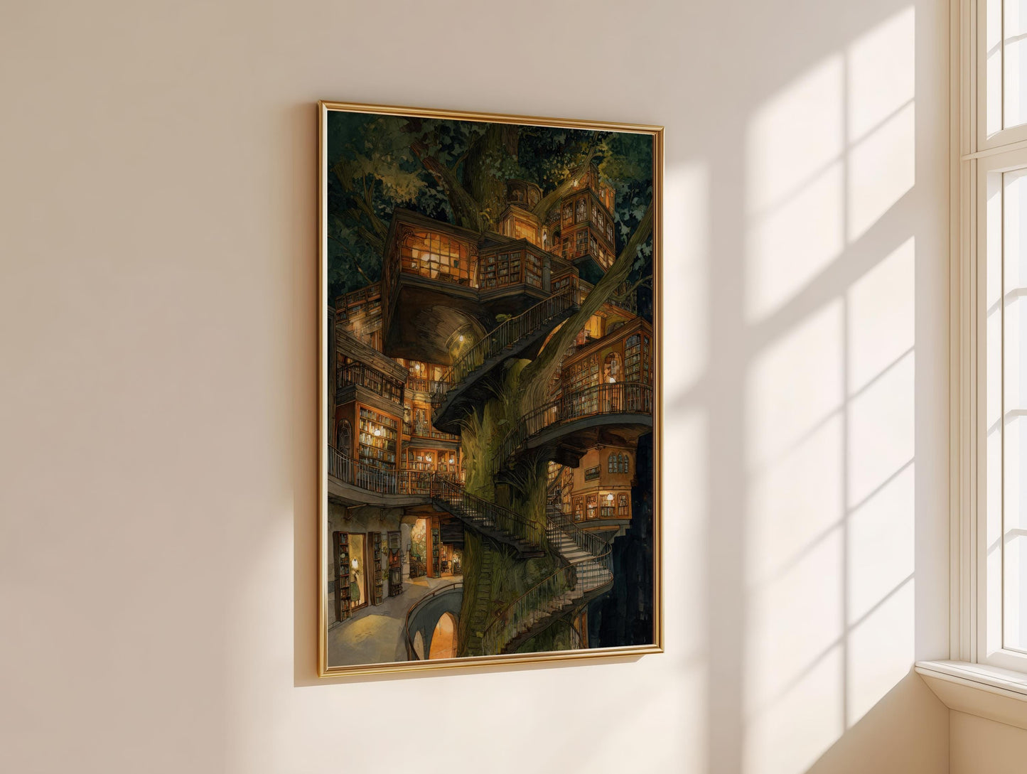 Grand Treehouse Library Print | Cozy Wall Decor | Book Lover Gift | Book Nook Poster | Book Art | Aesthetic Room | Reader Home Art - Book Poster Art Print Decor Bookish