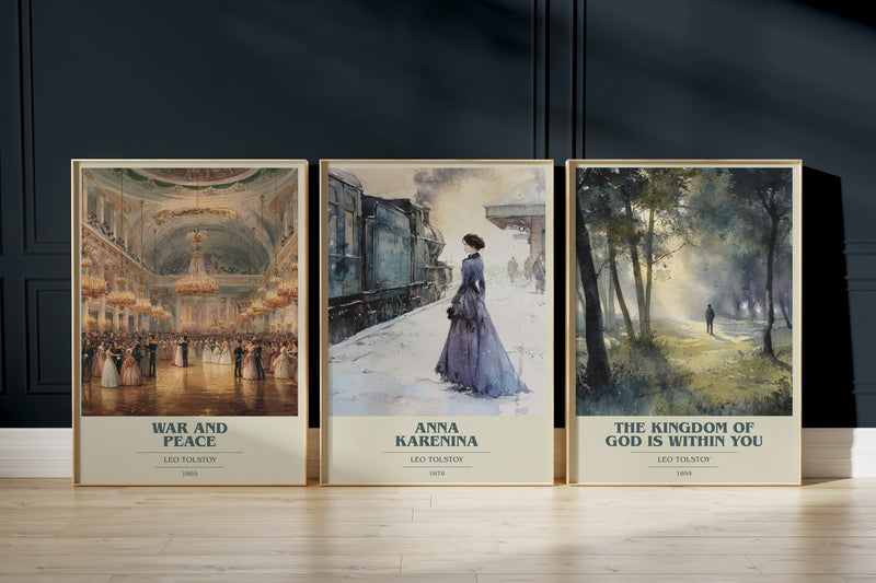 Tolstoy Collection: War And Peace, Anna Karenina, The Kingdom Of God Is Within You framed art prints