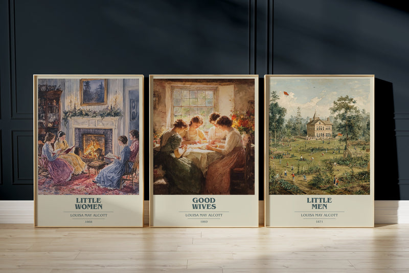 Little Women Trilogy: Little Women, Good Wives, Little Men framed art prints