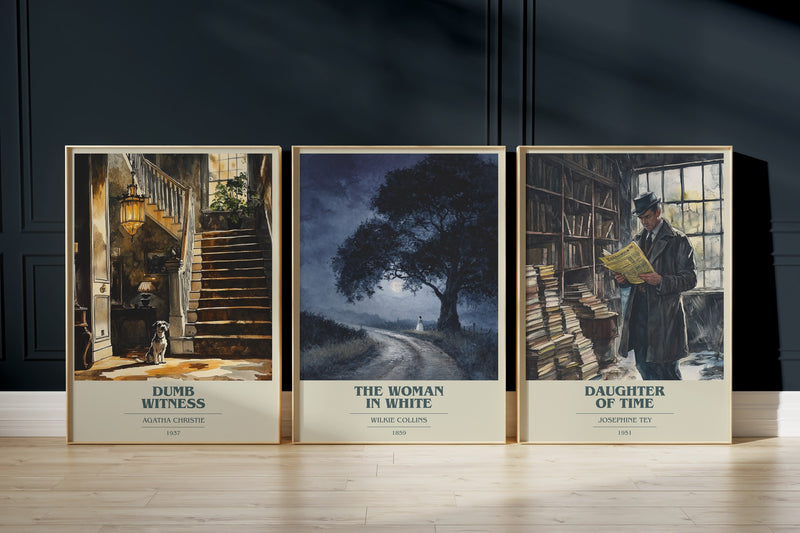 Classic Mystery Trio: Dumb Witness, The Woman In White, The Daughter Of Time framed art prints