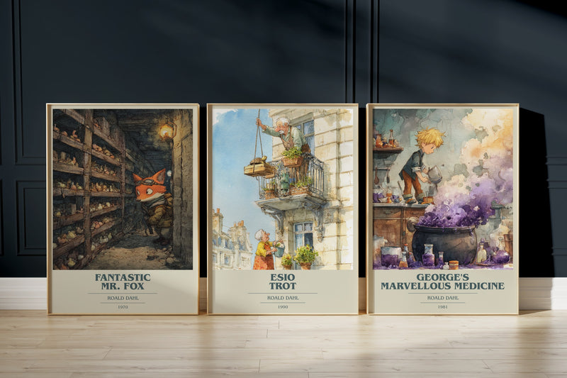Roald Dahl Classics: Fantastic Mr. Fox, Esio Trot, George'S Marvellous Medicine framed art prints