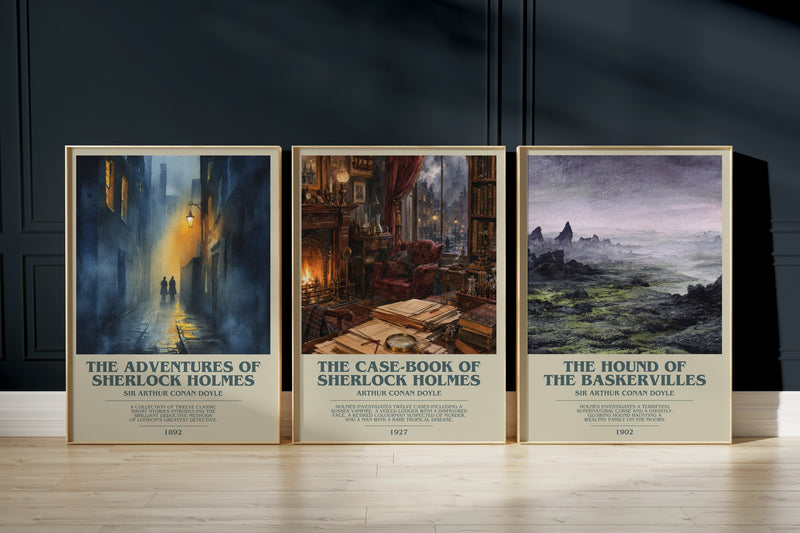 Sherlock Holmes Classics: The Adventures Of Sherlock Holmes, The Case-Book Of Sherlock Holmes, The Hound Of The Baskervilles framed art prints