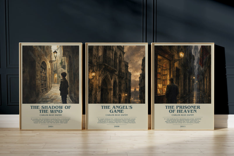 Cemetery of Books: The Shadow Of The Wind, The Angel'S Game, The Prisoner Of Heaven framed art prints