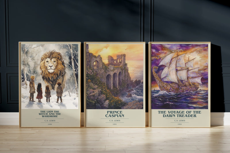 Narnia Classics: The Lion, The Witch And The Wardrobe, Prince Caspian, The Voyage Of The Dawn Treader framed art prints
