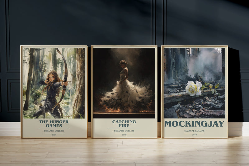 Hunger Games Trilogy: Hunger Games, Catching Fire, Mockingjay framed art prints