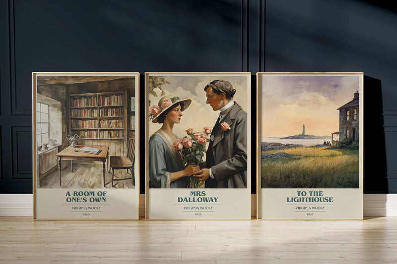 Virginia Woolf Set: A Room Of One'S Own, Mrs Dalloway, To The Lighthouse framed art prints