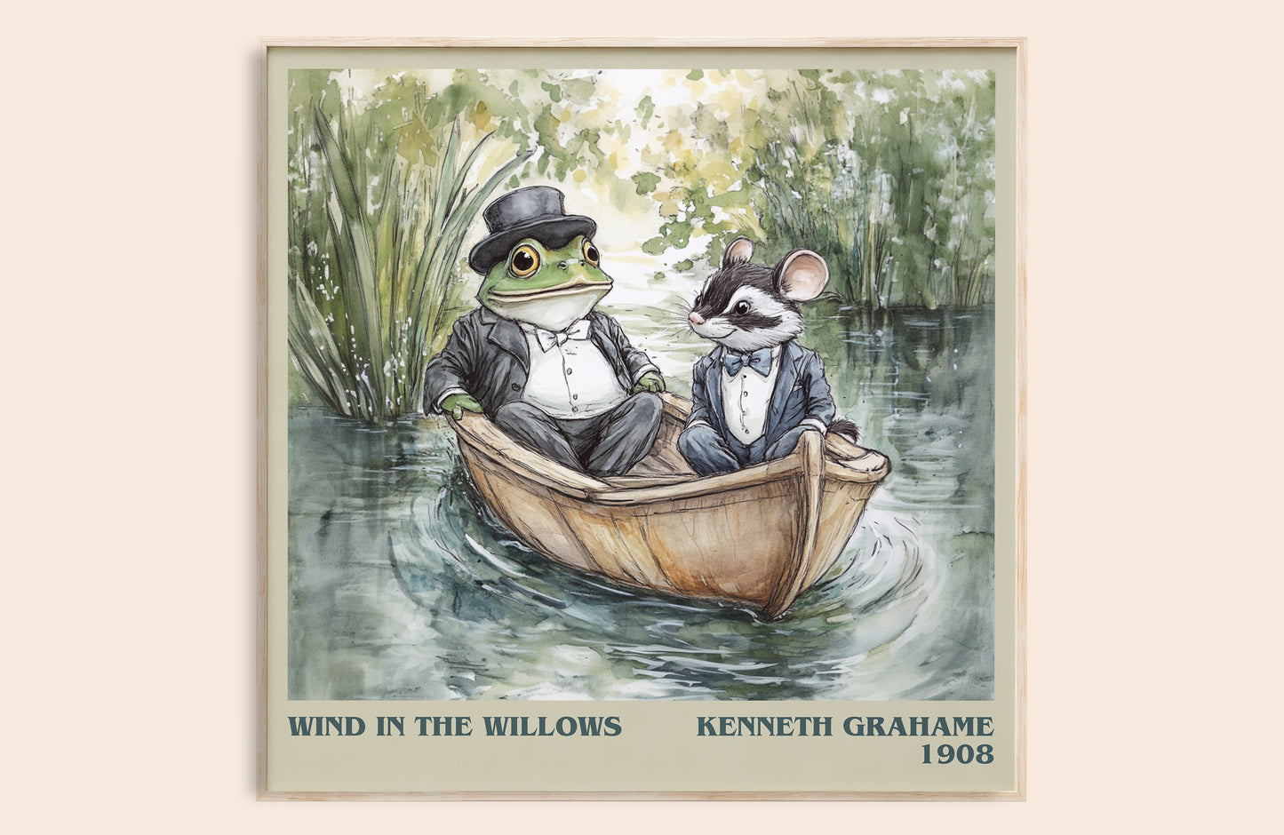 The Wind in the Willows literary art print colour and style options – Kenneth Grahame book art