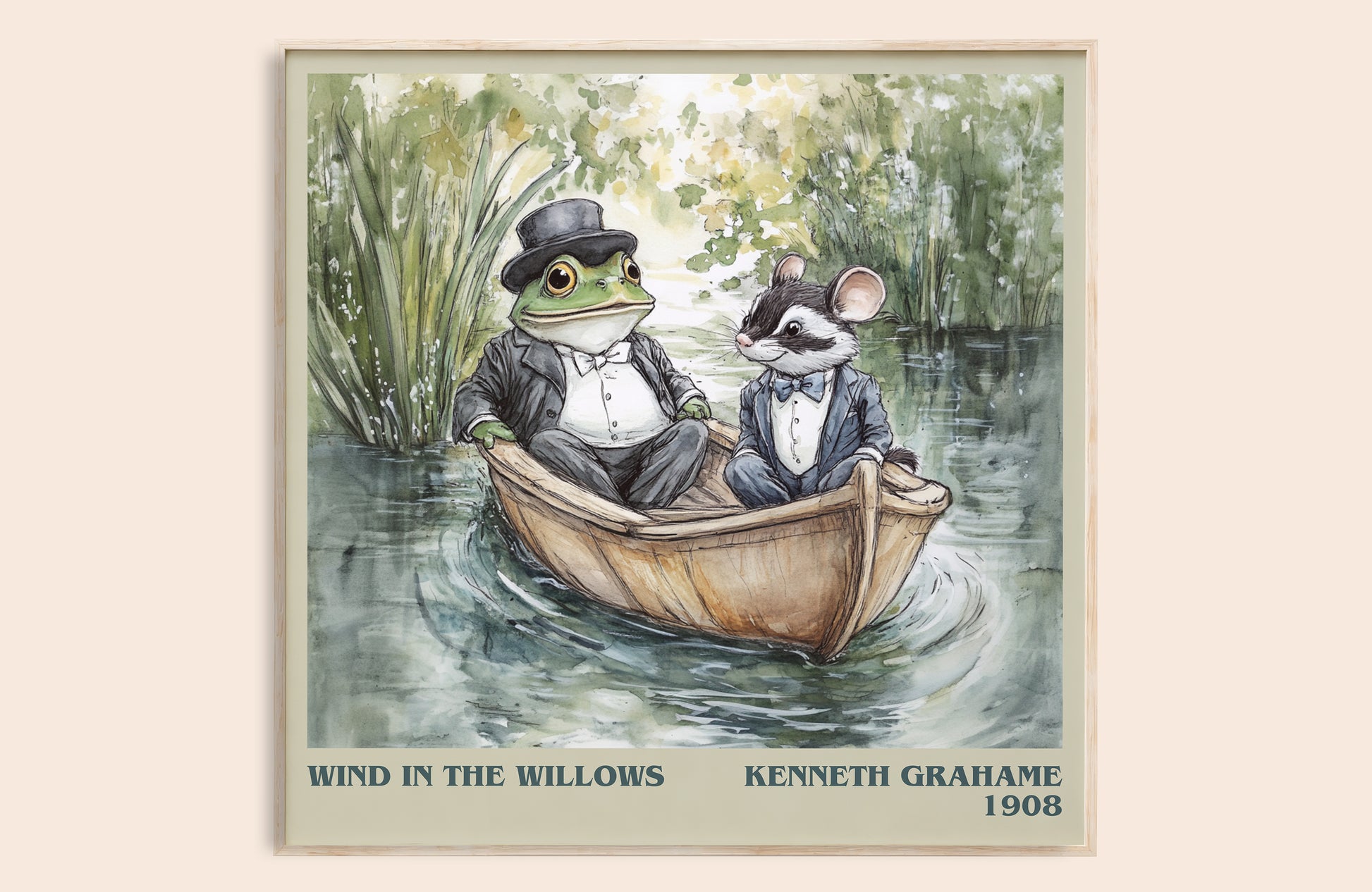 The Wind in the Willows literary art print colour and style options – Kenneth Grahame book art